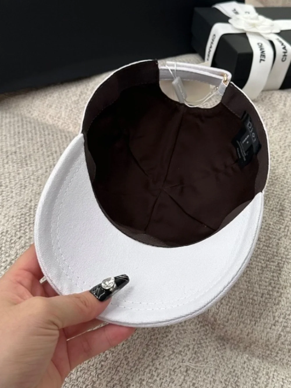 Dior. White Black Embroidered Name logo Baseball Hat Cap